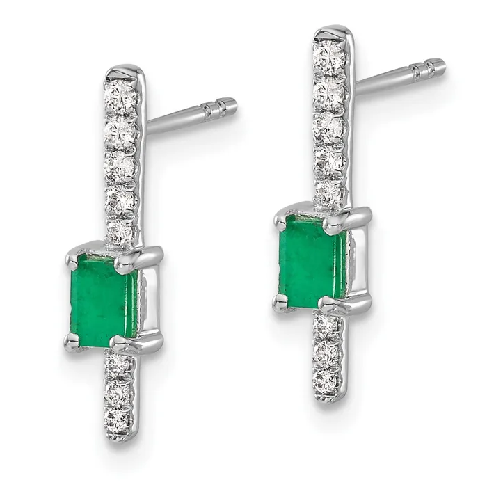 Goldia Solid 14k White Gold Simulated CZ and Emerald Fancy Earrings Earrings Goldia Solid 14k White Gold Simulated CZ and Emerald Fancy Earrings Earrings