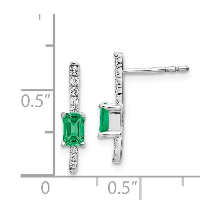 Goldia Solid 14k White Gold Simulated CZ and Emerald Fancy Earrings Earrings Goldia Solid 14k White Gold Simulated CZ and Emerald Fancy Earrings Earrings