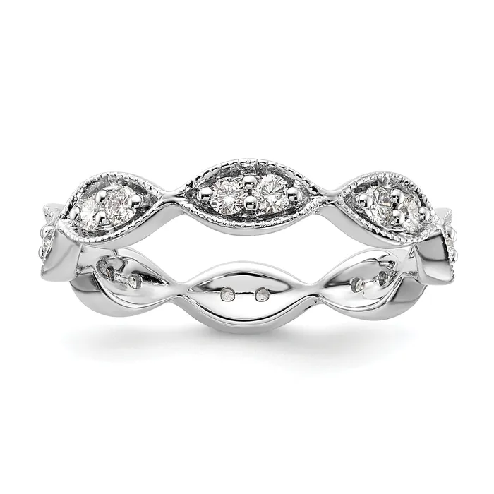 Goldia Solid Real 14k White Gold Polished Vintage Pave Size 7 CZ Eternity Wedding Band Ring Rings Goldia Solid Real 14k White Gold Polished Vintage Pave Size 7 CZ Eternity Wedding Band Ring Rings