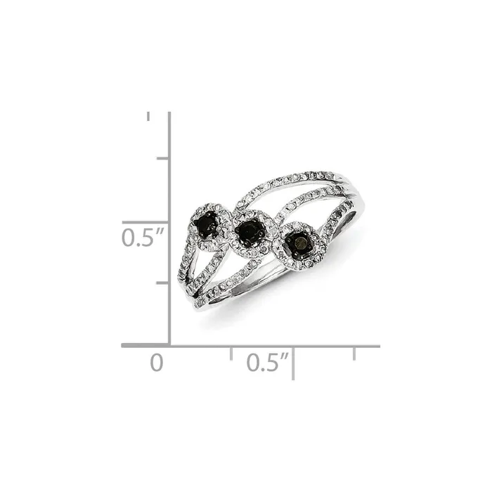 Goldia Sterling Silver Black and White Diamond Ring Rings
