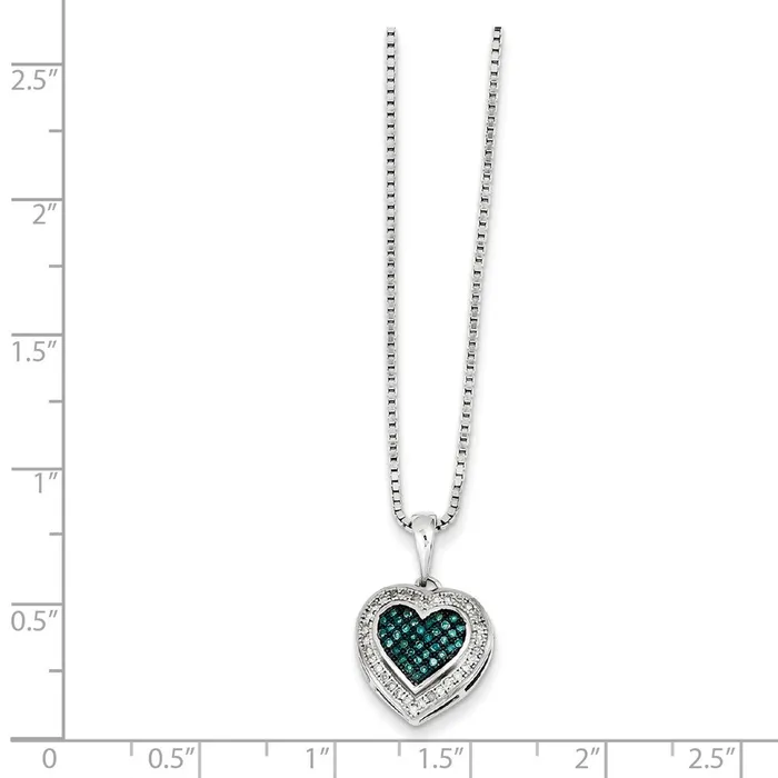 Goldia Sterling Silver Blue and White Diamond Heart Pendant Necklaces