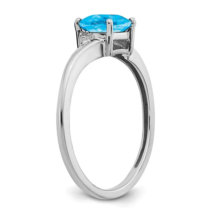 Goldia Sterling Silver Blue Topaz and Diamond Ring Rings