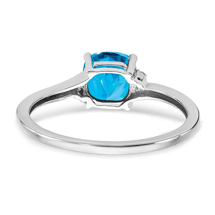 Goldia Sterling Silver Blue Topaz and Diamond Ring Rings
