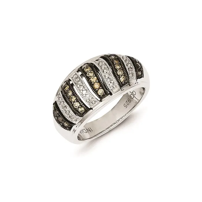 Goldia Sterling Silver Champagne Diamond Fancy Swirl Design Ring Rings