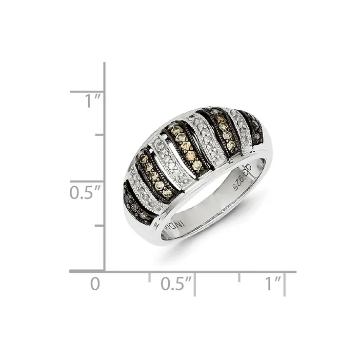 Goldia Sterling Silver Champagne Diamond Fancy Swirl Design Ring Rings