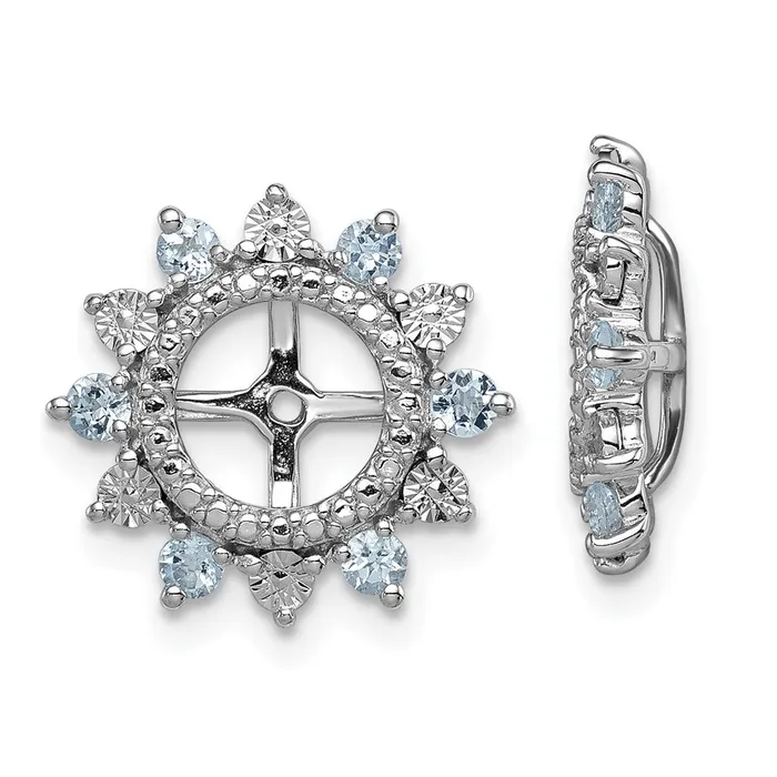 Goldia Sterling Silver Rhodium Aquamarine Earring Jacket Earrings