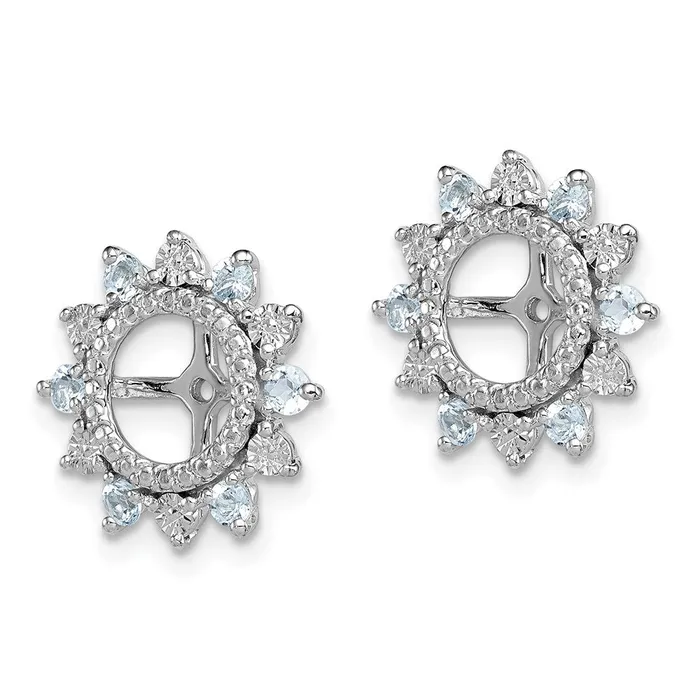 Goldia Sterling Silver Rhodium Aquamarine Earring Jacket Earrings