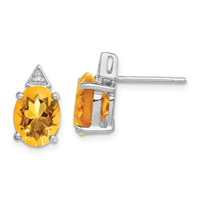 Goldia Sterling Silver Rhodium Citrine u0026 Diamond Post Earrings Earrings Goldia Sterling Silver Rhodium Citrine u0026 Diamond Post Earrings Earrings