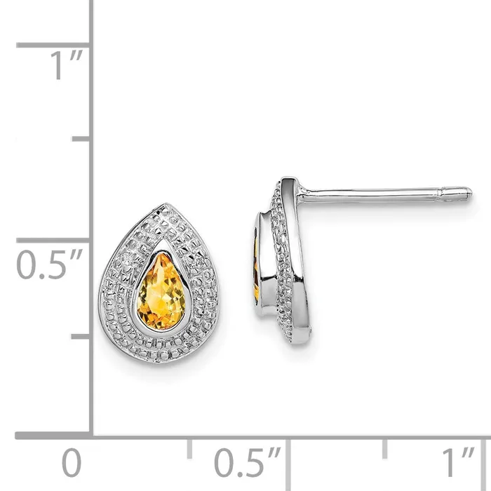 Goldia Sterling Silver Rhodium Citrine u0026 Diamond Post Earrings Earrings