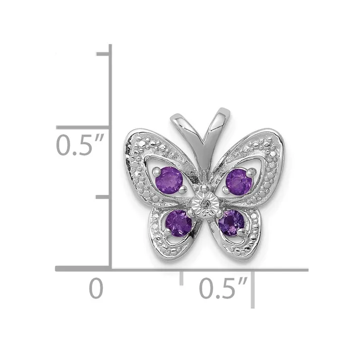 Goldia Sterling Silver Rhodiumplated Amethyst u0026 Diamond Pendant Necklaces