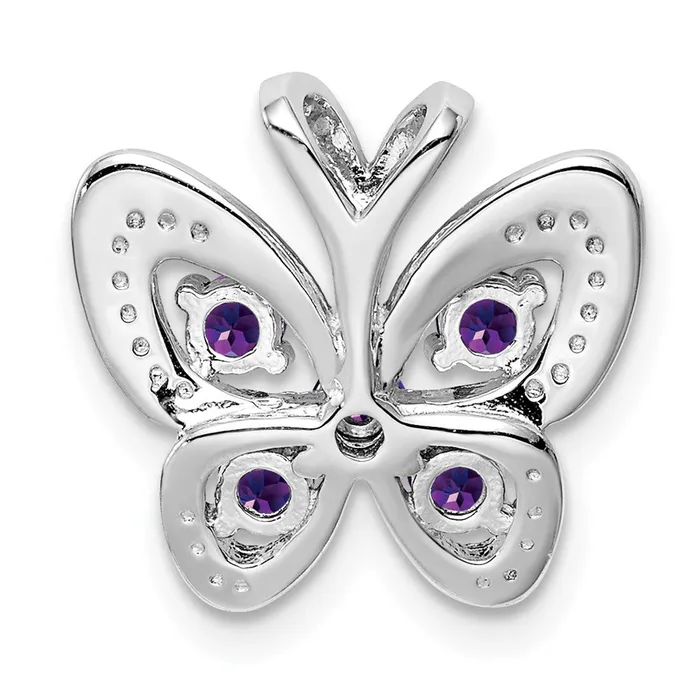 Goldia Sterling Silver Rhodiumplated Amethyst u0026 Diamond Pendant Necklaces