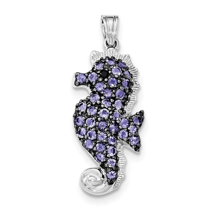 Goldia Sterling Silver Rhodiumplated Iolite u0026 Black Sapphire Seahorse Pendant Necklaces Goldia Sterling Silver Rhodiumplated Iolite u0026 Black Sapphire Seahorse Pendant Necklaces