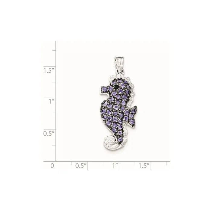 Goldia Sterling Silver Rhodiumplated Iolite u0026 Black Sapphire Seahorse Pendant Necklaces