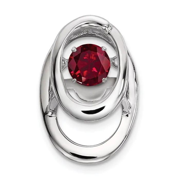 Goldia Sterling Silver Rhodium Plated Lab Created Ruby Birthstone Vibrant Chain Slide Necklaces Goldia Sterling Silver Rhodium Plated Lab Created Ruby Birthstone Vibrant Chain Slide Necklaces