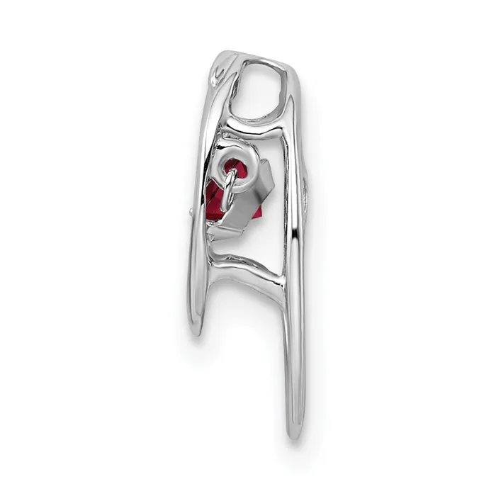Goldia Sterling Silver Rhodium Plated Lab Created Ruby Birthstone Vibrant Chain Slide Necklaces