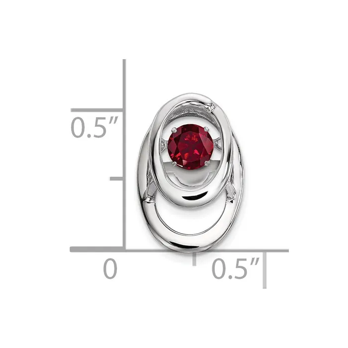 Goldia Sterling Silver Rhodium Plated Lab Created Ruby Birthstone Vibrant Chain Slide Necklaces