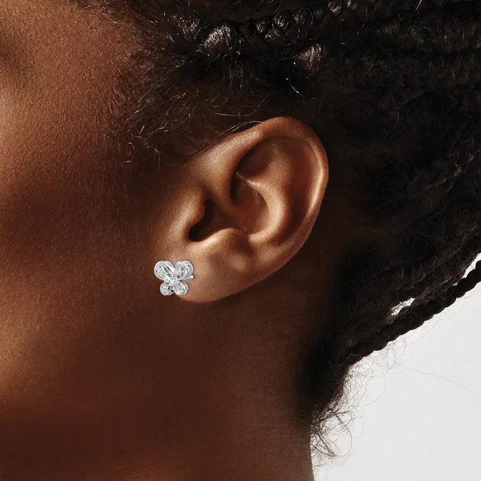 Goldia Sterling Silver Rhodiumplated White Topaz Earrings Earrings