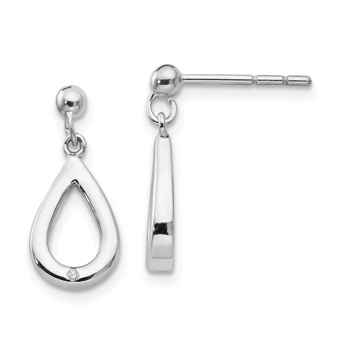 Goldia White Ice Sterling Silver Rhodiumplated Diamond Teardrop Dangle Post Earrings Earrings