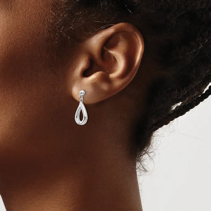 Goldia White Ice Sterling Silver Rhodiumplated Diamond Teardrop Dangle Post Earrings Earrings