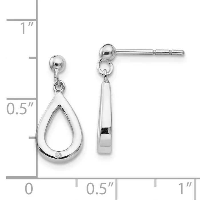 Goldia White Ice Sterling Silver Rhodiumplated Diamond Teardrop Dangle Post Earrings Earrings