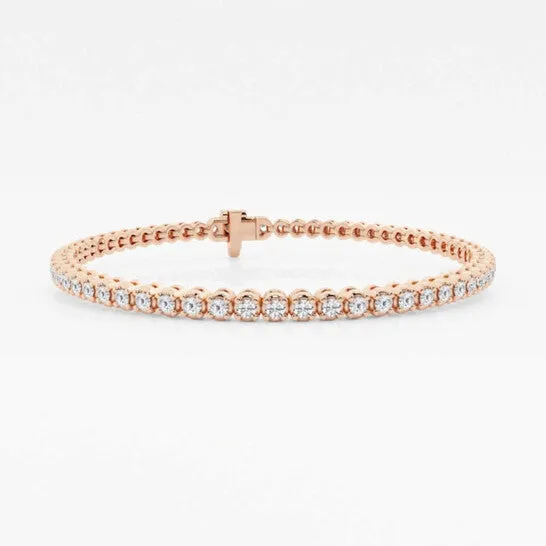 JMS always Bracelets Original Brilliant Diamond 14K Rose Gold 2 ctw Round Lab Grown Diamond Four Prong Tennis Bracelet 7 Inches FG SI1 JMS always Bracelets Original Brilliant Diamond 14K Rose Gold 2 ctw Round Lab Grown Diamond Four Prong Tennis Bracelet 7 Inches FG SI1