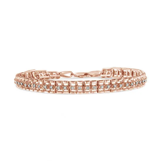 JMS always Bracelets Original Haus of Brilliance 10K Rose Gold Plated 925 Sterling Silver 10 Cttw Rose Cut Diamond DoubleLink 7 Tennis Bracelet IJ Color I3 Clarity JMS always Bracelets Original Haus of Brilliance 10K Rose Gold Plated 925 Sterling Silver 10 Cttw Rose Cut Diamond DoubleLink 7 Tennis Bracelet IJ Color I3 Clarity