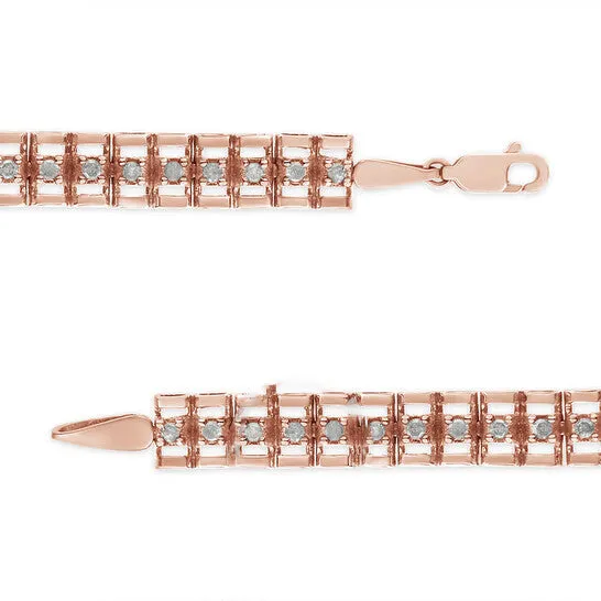 JMS always Bracelets Original Haus of Brilliance 10K Rose Gold Plated 925 Sterling Silver 10 Cttw Rose Cut Diamond DoubleLink 7 Tennis Bracelet IJ Color I3 Clarity