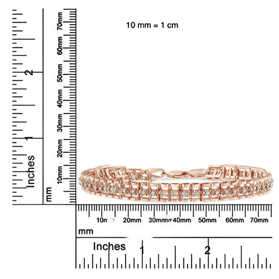 JMS always Bracelets Original Haus of Brilliance 10K Rose Gold Plated 925 Sterling Silver 10 Cttw Rose Cut Diamond DoubleLink 7 Tennis Bracelet IJ Color I3 Clarity