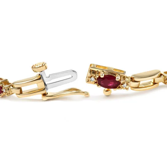 JMS always Bracelets Original Haus of Brilliance 10K Yellow Gold Oval Ruby and 110 Cttw Diamond Bar Prong Set Bracelet HI Color SI1SI2 Clarity Size 7 JMS always Bracelets Original Haus of Brilliance 10K Yellow Gold Oval Ruby and 110 Cttw Diamond Bar Prong Set Bracelet HI Color SI1SI2 Clarity Size 7