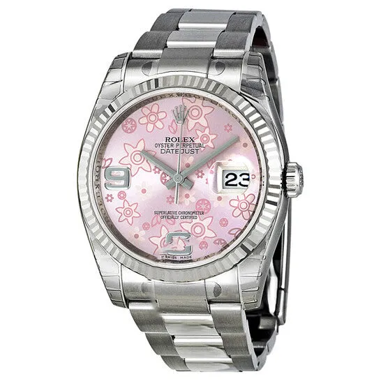 JMS always Bracelets Original Rolex Oyster Perpetual 36 mm Pink Floral Dial Stainless Steel Bracelet Automatic Ladies Watch 116234PAFO