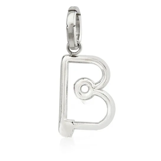 JMS always Charm Necklaces Original Burberry Silver Kilt Pin B Alphabet Charm JMS always Charm Necklaces Original Burberry Silver Kilt Pin B Alphabet Charm