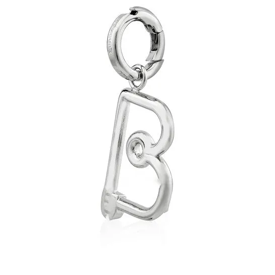 JMS always Charm Necklaces Original Burberry Silver Kilt Pin B Alphabet Charm JMS always Charm Necklaces Original Burberry Silver Kilt Pin B Alphabet Charm