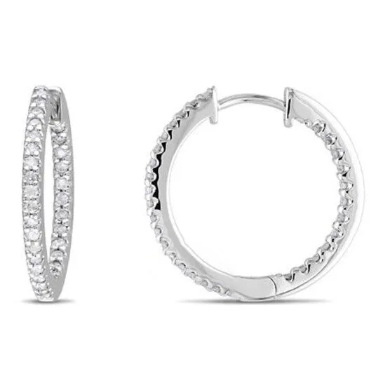 JMS always Earrings Original AMOUR 12 CT Diamond TW Hoop Earrings in 14K White Gold