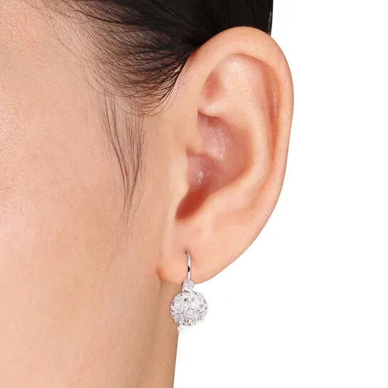 JMS always Earrings Original AMOUR 18 CT TW Diamond Vintage Leverback Earrings In 14K White Gold JMS always Earrings Original AMOUR 18 CT TW Diamond Vintage Leverback Earrings In 14K White Gold