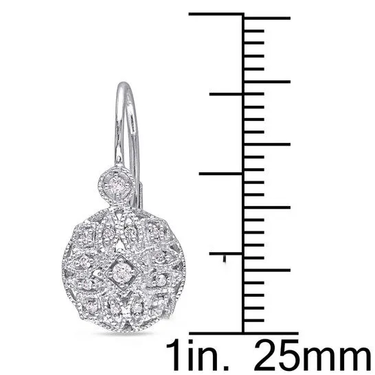 JMS always Earrings Original AMOUR 18 CT TW Diamond Vintage Leverback Earrings In 14K White Gold JMS always Earrings Original AMOUR 18 CT TW Diamond Vintage Leverback Earrings In 14K White Gold