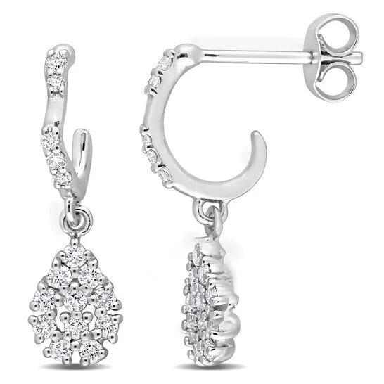 JMS always Earrings Original AMOUR 25 CT TDW Diamond Dangle Earrings In 14K White Gold