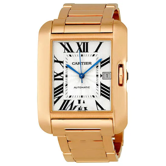 JMS always Earrings Original Cartier Tank Anglaise Silver Dial 18k Rose Gold Mens Watch W5310002