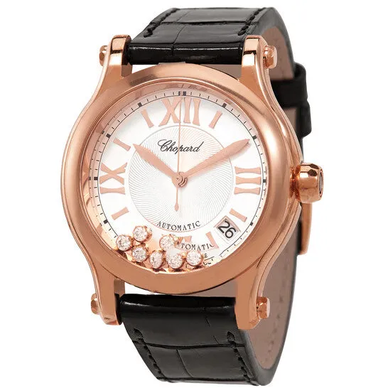 JMS always Earrings Original Chopard Happy Sport 18kt Rose Gold Silver Guilloche Dial Ladies Watch 2748085001