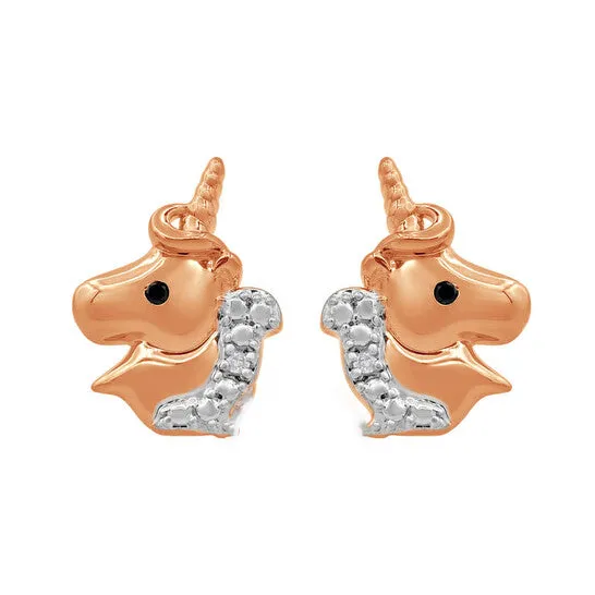 JMS always Earrings Original Diamond Muse 003 cttw Rose Gold Over Sterling Silver Unicorn Stud Earrings for Little Girls JMS always Earrings Original Diamond Muse 003 cttw Rose Gold Over Sterling Silver Unicorn Stud Earrings for Little Girls