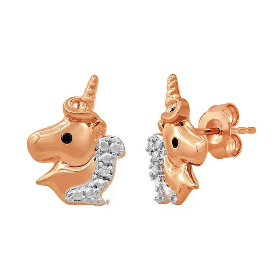 JMS always Earrings Original Diamond Muse 003 cttw Rose Gold Over Sterling Silver Unicorn Stud Earrings for Little Girls JMS always Earrings Original Diamond Muse 003 cttw Rose Gold Over Sterling Silver Unicorn Stud Earrings for Little Girls