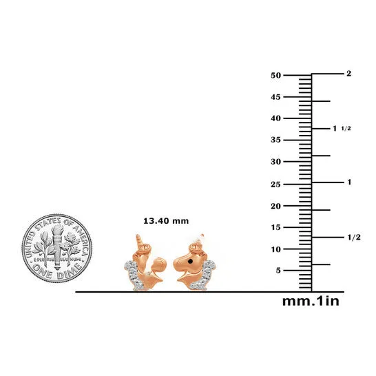 JMS always Earrings Original Diamond Muse 003 cttw Rose Gold Over Sterling Silver Unicorn Stud Earrings for Little Girls JMS always Earrings Original Diamond Muse 003 cttw Rose Gold Over Sterling Silver Unicorn Stud Earrings for Little Girls