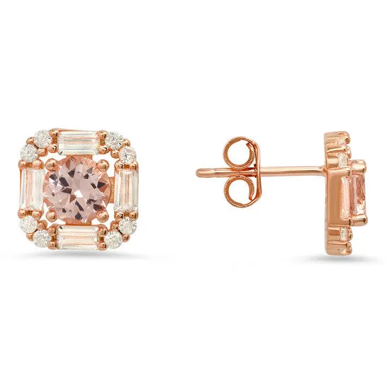JMS always Earrings Original Kylie Harper 14k Rose Gold Over Silver Morganite CZ Halo Stud Earrings JMS always Earrings Original Kylie Harper 14k Rose Gold Over Silver Morganite CZ Halo Stud Earrings
