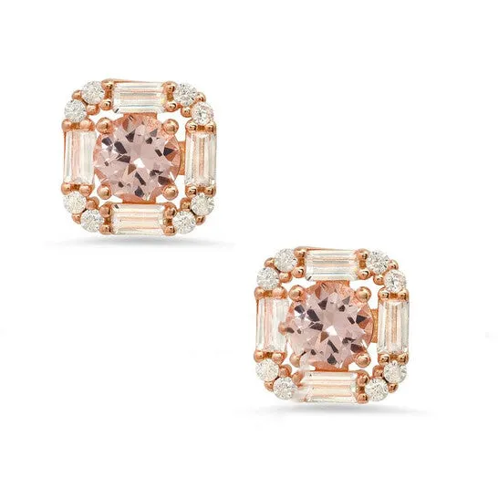 JMS always Earrings Original Kylie Harper 14k Rose Gold Over Silver Morganite CZ Halo Stud Earrings JMS always Earrings Original Kylie Harper 14k Rose Gold Over Silver Morganite CZ Halo Stud Earrings