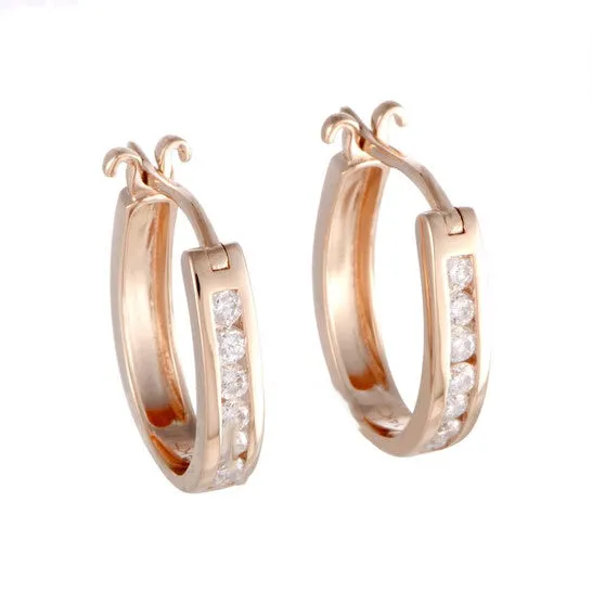 JMS always Earrings Original LB Exclusive 14K Rose Gold 033 ct Diamond Small Oval Hoop Earrings
