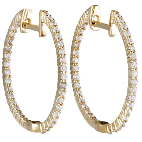 JMS always Earrings Original LB Exclusive 14K Yellow Gold 55 Carat VS1 G Color Diamond Pave Inside Out Hoop Earrings