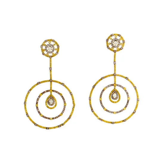 JMS always Earrings Original LB Exclusive 18K Yellow Gold Multi Diamond Drop Earrings JMS always Earrings Original LB Exclusive 18K Yellow Gold Multi Diamond Drop Earrings