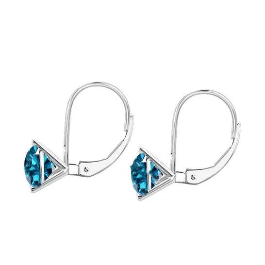 JMS always Earrings Original Maulijewels 12 Carat Blue Diamond Womens Three Prong Set Martini Leverback Earrings In 14K Solid White Gold JMS always Earrings Original Maulijewels 12 Carat Blue Diamond Womens Three Prong Set Martini Leverback Earrings In 14K Solid White Gold