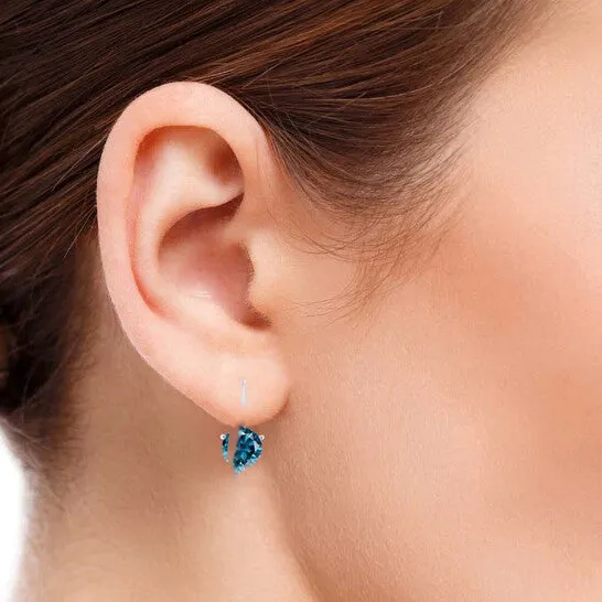 JMS always Earrings Original Maulijewels 12 Carat Blue Diamond Womens Three Prong Set Martini Leverback Earrings In 14K Solid White Gold JMS always Earrings Original Maulijewels 12 Carat Blue Diamond Womens Three Prong Set Martini Leverback Earrings In 14K Solid White Gold