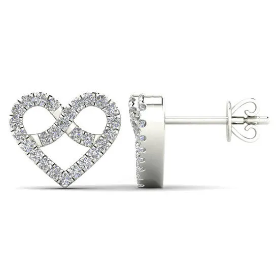 JMS always Earrings Original Maulijewels Dazzling Love 020 Carat Natural White Diamond Heart Shape Stud Earrings in Elegant 10K White Gold Secure Push Backs JMS always Earrings Original Maulijewels Dazzling Love 020 Carat Natural White Diamond Heart Shape Stud Earrings in Elegant 10K White Gold Secure Push Backs