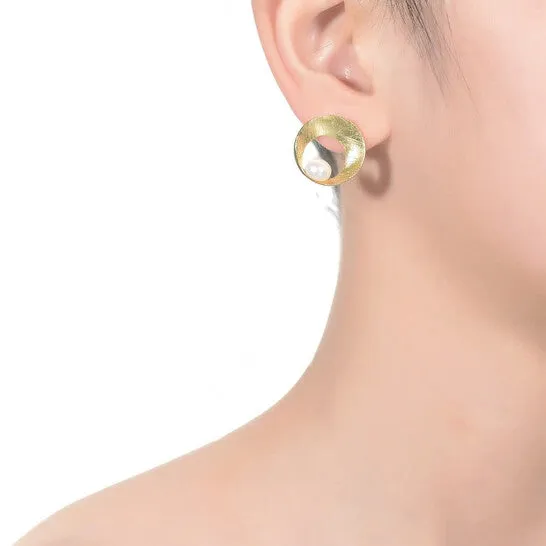JMS always Earrings Original Megan Walford 925 Sterling Silver Gold Plated Freshwater Round Pearl Stud Earrings JMS always Earrings Original Megan Walford 925 Sterling Silver Gold Plated Freshwater Round Pearl Stud Earrings